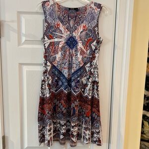 Ladies Size Small Apt. 9 Red and Blue Paisley Mini Dress GUC